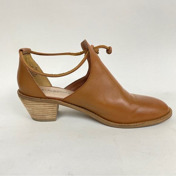 Kelsi Dagger Western Cutout Heeled Bootie Ankle Boots Brown Tan Leather Size 9 - Picture 7 of 13